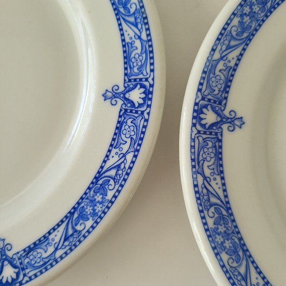 2 Vintage Shenago China RimRol Blue Edgemere Dessert Bread and Butter Plates - Picture 2 of 4